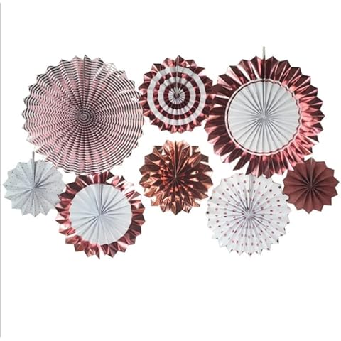 GELIMY 8 Piece Set Paper Flower Folding Fan Wedding Baby Shower Birthday Party Decorations Festival Party Background Arrangement Fan-ROSE GOLD Cover