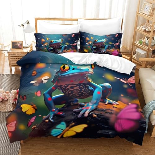 Parure de lit 3D grenouille confortable en microfibre 135x200