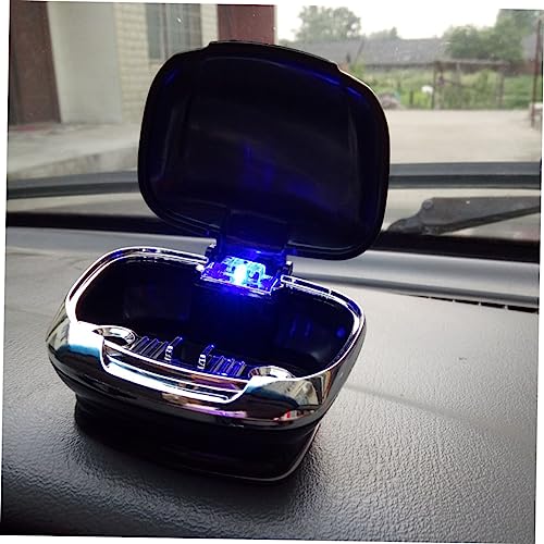 Image of Portable Car Ashtray with Led Light Smokeless Auto Non-Slip Base for Night Use and Ventilated Interior 3.74X3.54X1.57In