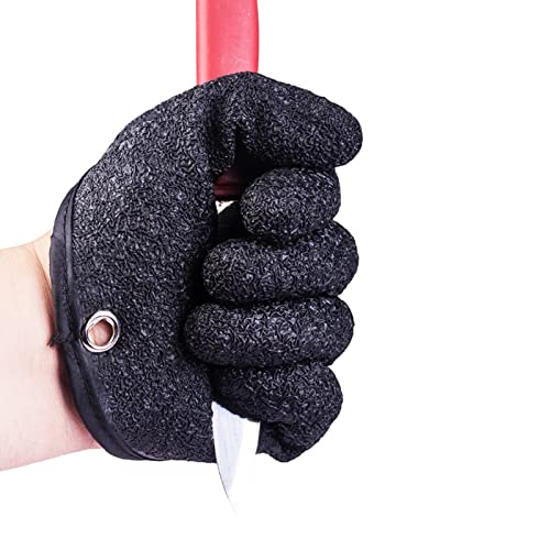 Fisherman Professional Catch Fish Gloves, Fishing Glove, Fishing Puncture Proof Gloves, Anti-Slip Fishing Gloves（Black） #TOP2
