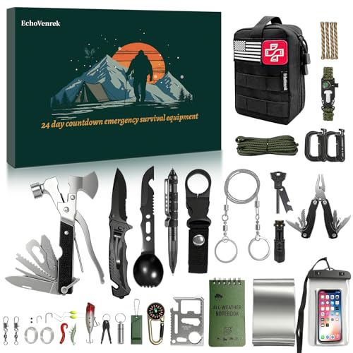24-Piece Emergency Survival Kit -...