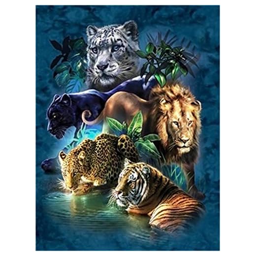 YEESAM ART Nouveau Peinture par numéros pour Adultes Enfants - Animaux de la forêt Tigre Léopard Lion Toile en Lin 40,6 x 50,8 cm - DIY Digital Kits de Peinture par numéros sur Toile, with Frame