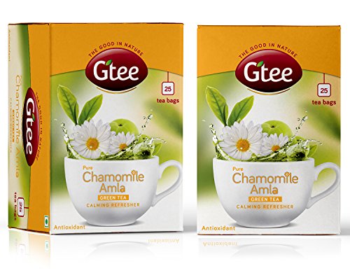 GTEE Green Tea Bags - Chamomile, 25 Tea bags (Pack of 2)
