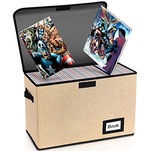 Image of Collection Comic Book Storage Box 15.8 inch X 7.8 inch X 11.8 inch, Collapsible Comic Short Box, Holds 160-180 Comic Book, Heavy Duty Bin Container Holder Shelf Protector Organizer (Yellow)