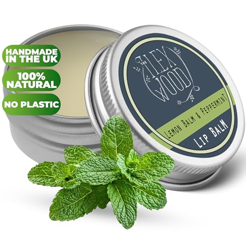The Ilex Wood - All Natural Lip Balm - Lemon Balm and Peppermint - Cold Sore Treatment for Lips, Palm Oil Free, Cruelty Free, Plastic Free, Moisturising Lip Balm, Handcrafted - 10ml (0.34 fl oz)