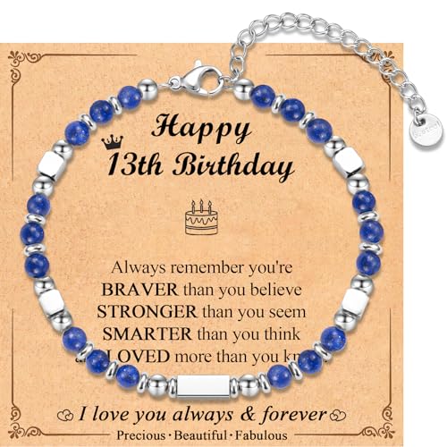 4-18 Year Old Girls Birthday Gifts, Sweet Tiny Gemstone Beaded Birthday Bracelets with Happy 4-18th Birthday Message Card for Daughter/Granddaughter/Niece/Sister/Best Friend