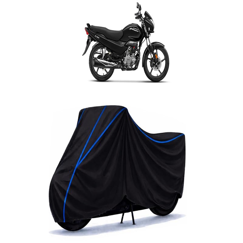 Image of Hero Super Splendor 125 Bs6 V2 Bike Cover Water Resistant Universal Motorcycle Rain | Heavy Duty UV Protection, Dust, Scratch Indoor Outdoor All Weather with Black Blue Piping Elastic