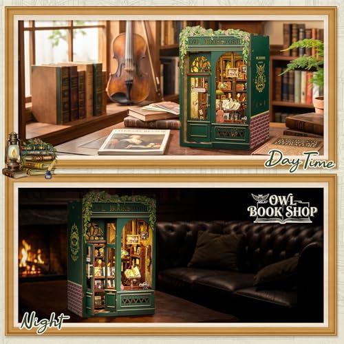 Image of Owl Bookstore Book Nook Kit - 3D Wooden Puzzles with LED