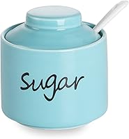 Vista 11 de ONTUBE Azucarero de cerámica con tapa y cuchara, tarro de azúcar de porcelana, 8oz (Negro)