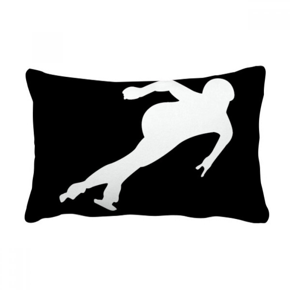 Housse coussin patinage silhouette noire finition soignee oreiller haut canape
