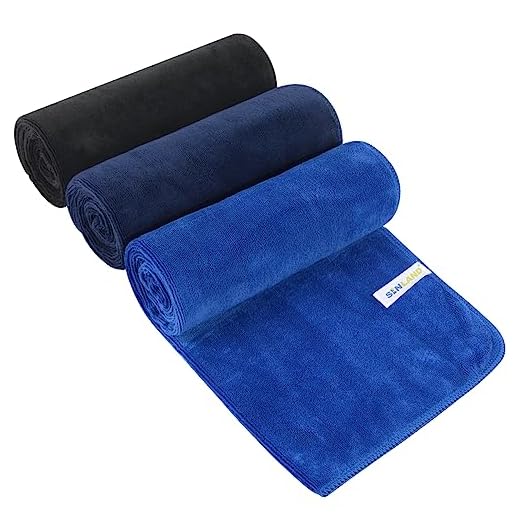 SINLAND Microfiber Gym Towels Sports Fitness Workout Sweat Towel Super Soft and Absorbent 3 Pack 16 Inch X 32 Inch