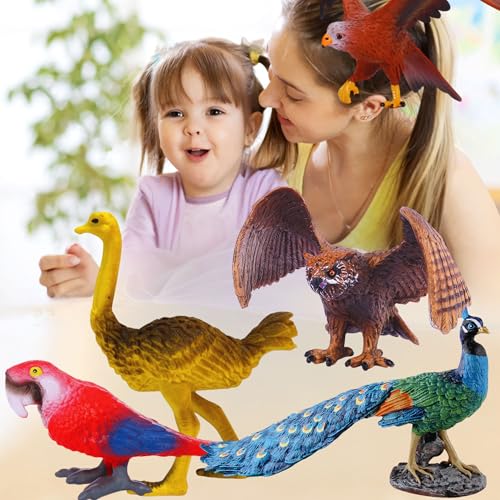 Image of Big Size Jungle Birds Animal Toys for Kids | 10 PCs Forest Animals Toy | Realistic Sparrow Bird Action Figures Set for Boys and Girls Birthday Gift for Children Educational & Decoration Item