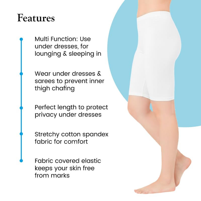 Image of Women's Cotton Lycra Cycling Shorts | 95% Cotton 5% Spandex | Stretchable Knee Length Tights for Gym, Yoga & Sports