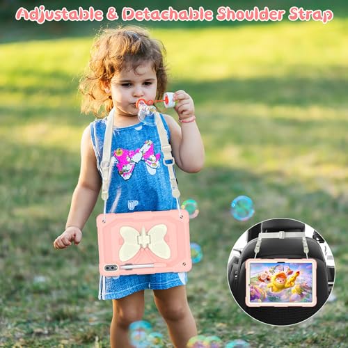 Coque Samsung Galaxy Tab S8 Plus et S7 FE avec support papillon rose - 5