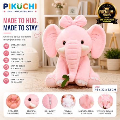 Image of Luxury Premium Elephant Plush Soft Toy, Pink, 45 CM