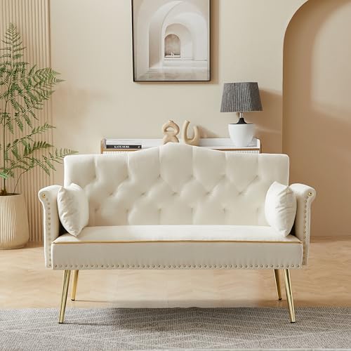 hansones 55-Inch Modern Velvet Loveseat Sofa with...