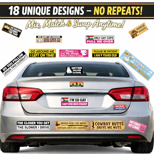18Pcs Funny Bumper Stickers