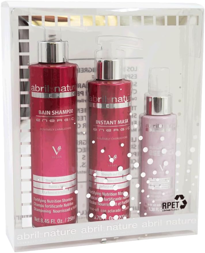 abril et natureEnergic Professional Hair Care Kit - Anti-Frizz - Shampoo, Mask and Serum Set for Hair - For Moisturising Hair - Detangles, Rehydrates and Repairs - 550 ml