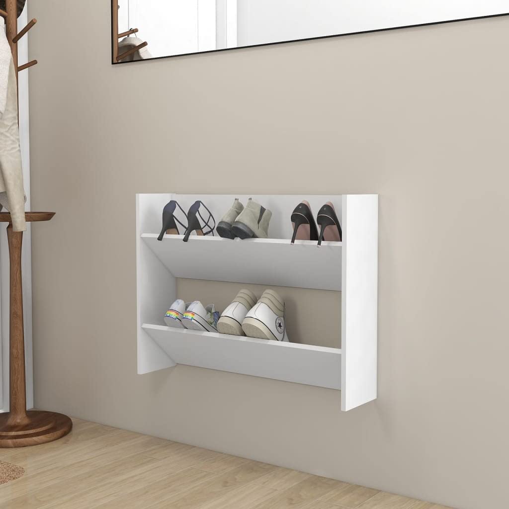 Scarpiera da parete bianca, 80 x 18 x 60 cm, in legno, multiuso, per bagno, camera da letto, dormitorio, ingresso, cucina