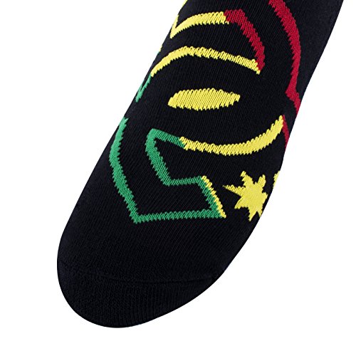 6 Pack Mens DC Shoes Black Quarter Crew Socks Rasta Logo3