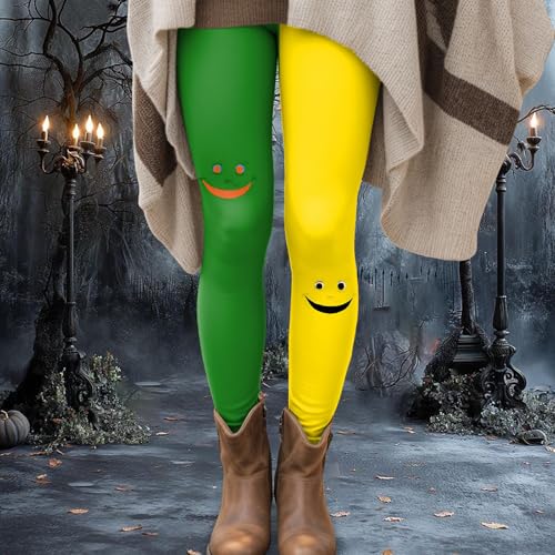 Halloween Leggings for Women,TummyControl Skeleton Pumpkin Printed Stretchy Leggings Girls Yoga Pants4