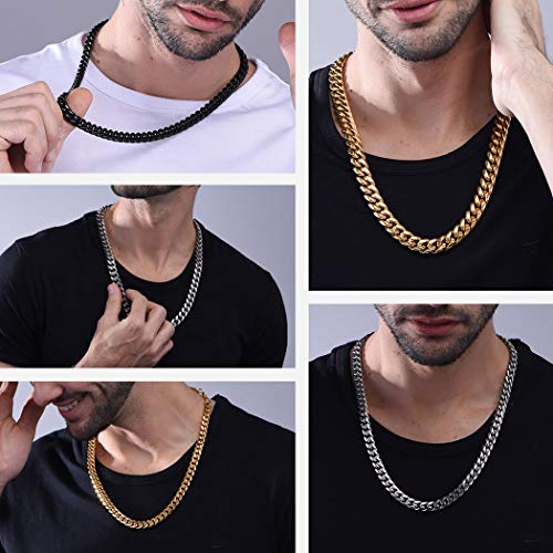 6Mm 316L Stainless Steel Miami Cuban Chains Necklaces Hip Hop Punk Jewelry Black Curb Cuban Link Chain Necklace For Men & Women 20 Inches #TOP1