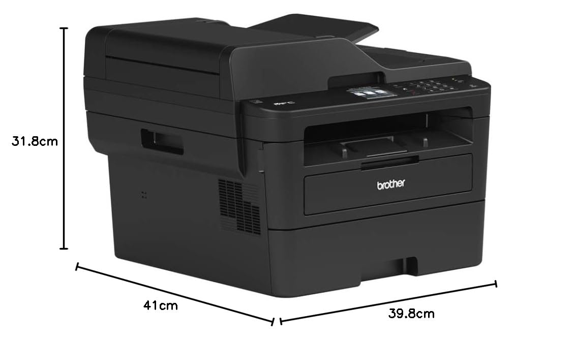 Brother MFCL2730DW Stampante Multifunzione Laser 4 in 1 Bianco e nero , Velocità di Stampa 34 ppm, Scheda Rete Cablata, Wi-Fi, Stampa Fronte/Retro automatica, ADF da 50 Fogli e Display Touchscreen