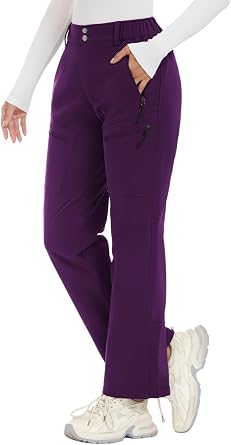 Womens-Snow-Ski-Pants-Fleece-Lined-Waterproof-Insulated Flare Warm for Snowboard Winter Hiking Travel 5 Pockets