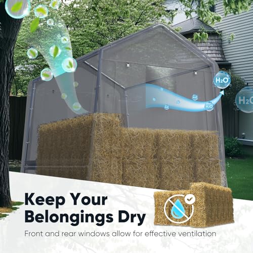 image for Quictent Heavy Duty 6x8FT Carport Shelter with Roll-Up Mesh Windows & 