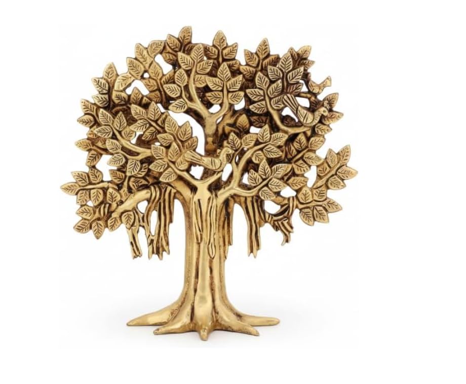 Handcrafted Brass Kalpavriksha Tree Showpiece for Home Decor | Tree of Life Decorative Statue | Vastu & Feng Shui Lucky Wealth Tree | Brass Tabletop Decor for Living Room, Office, Temple-image-18
