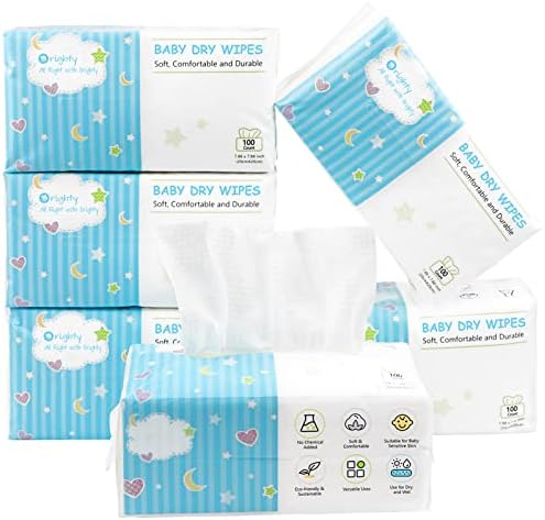 Orighty Trockene Babytücher, superweiche und sanfte Tücher für Babys, nass oder trocken verwendbar, 100% parfümfreies Gewebe für empfindliche Babyhaut, ideal für Windelwechsel, Füt