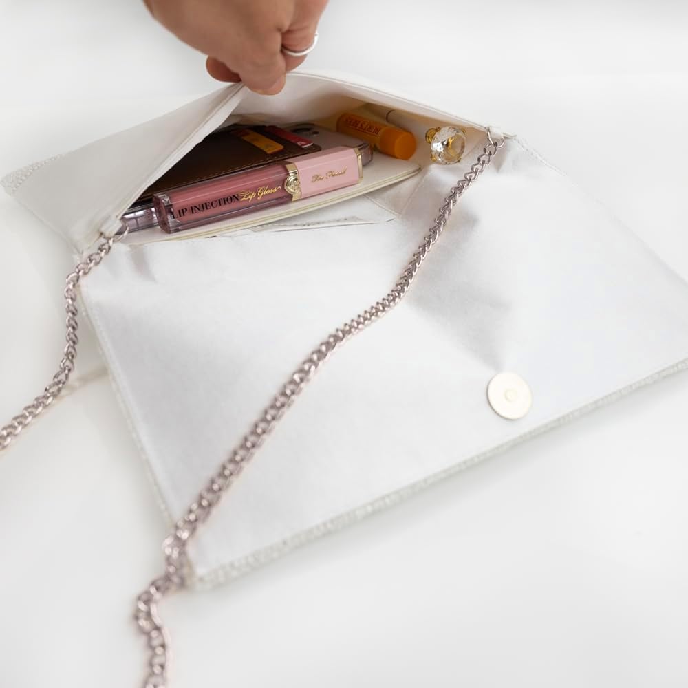 MRS White Beaded Clutch Purse for Wedding Day & Bachelorette, Perfect Bridal Shower Gift - Image 2