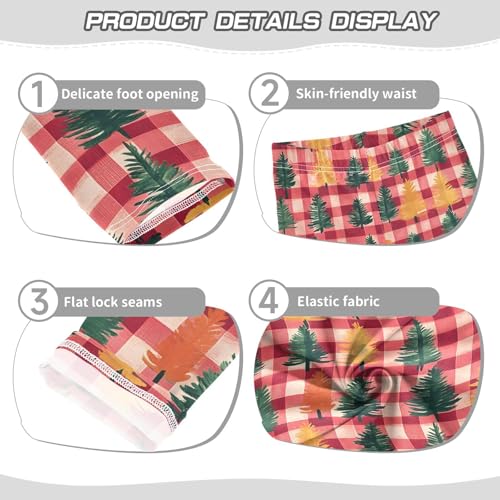 Xmas Tree Red Checked Girls Leggings Ultra Soft Compression Yoga Gym Pants for Kids 4-10T3