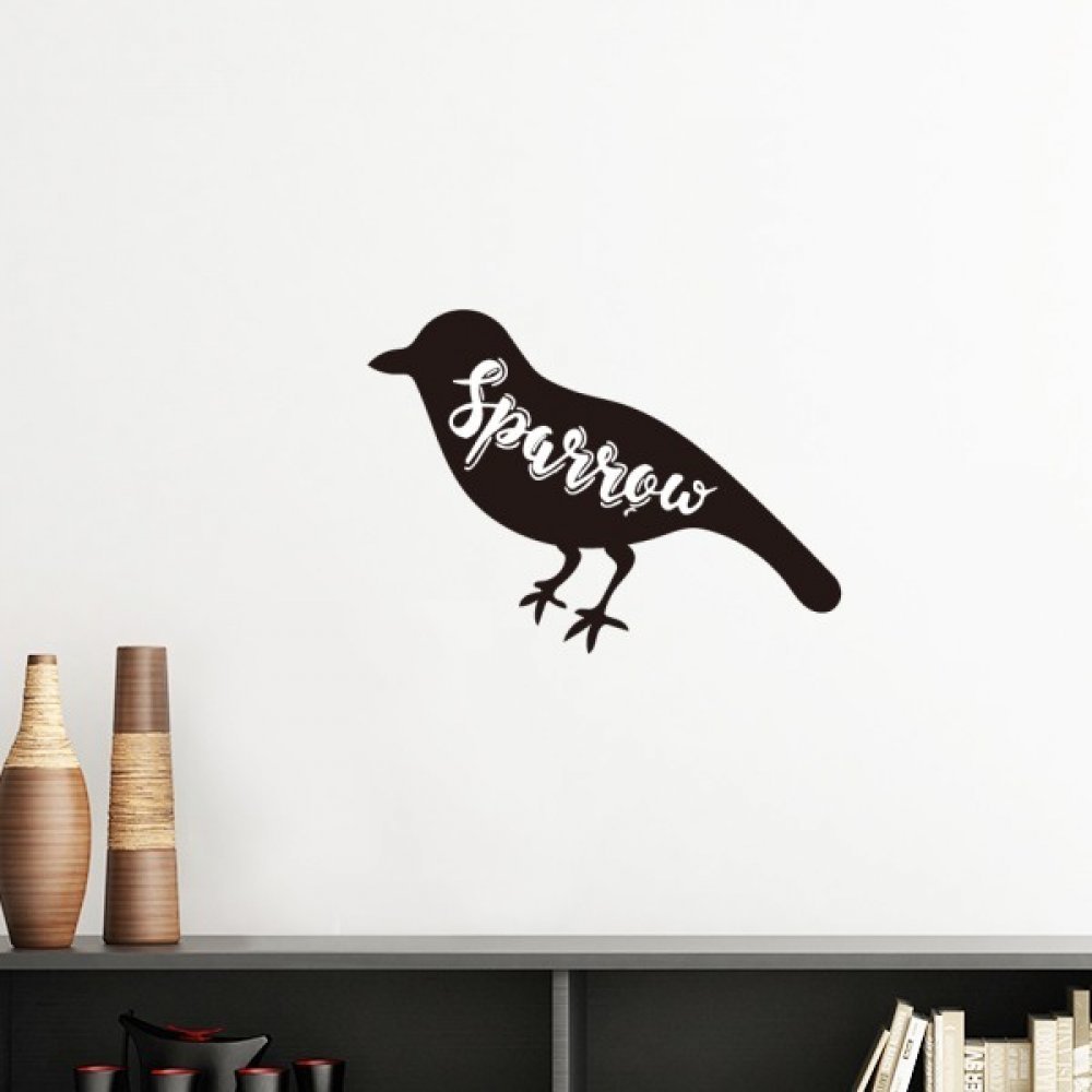 Silhouette moineau sticker mural orange design bicolore amovible pour art mural DIY
