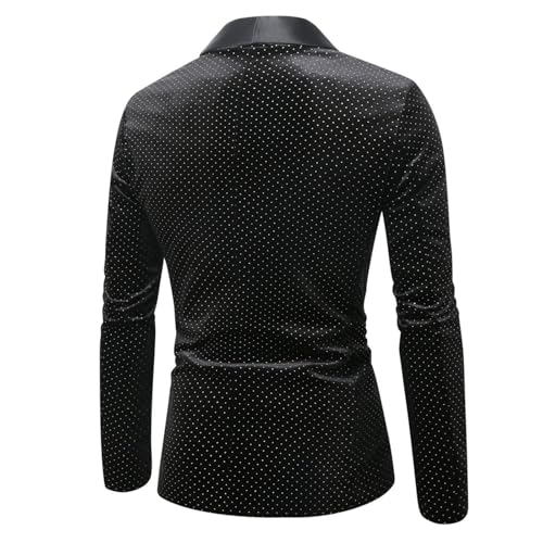 Men's Velvet Blazer Shawl Lapel One Button Suit Jacket Stylish Polka Dot Wedding Tuxedo for Dinner Prom Party Disco2