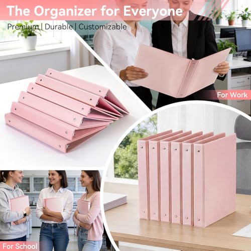 Image of SUIN 1 Inch 3 Ring Binder, Clear 1'' View Presentation Binders with 2 Pockets, Fits 8.5 x 11 Letter Size, Durable Polypropylene, Non-Stick & PVC-Free for School, Office & Home (Brushed Pink)