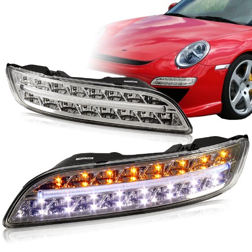 White/Amber LED Bumper Signal Lights compatible with 2005 - 2009 Porsche 911 997