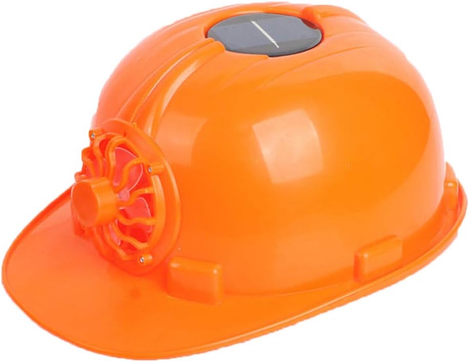 Solar Powered Air Fan Cooled Hat Helmet Sun Hat Unisex Cap Fan Outdoor Cap Helmets Orange Adjustable