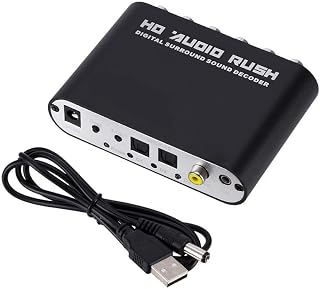 Digital to Analog 5.1 Channel Stereo AC3 Audio Converter Optical SPDIF Coaxial AUX 3.5mm to 6 RCA Sound Decoder Amplifier