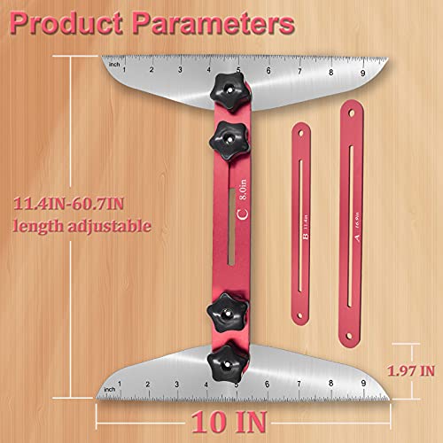 Stair Tread Template Tool Jig Gauge - Stair Tread With Scale,Stair Treads Measuring Steps Risers Tool Box,Measuring Gauge Range 11.4In-60.7In,Manufactured Produce Akakd #TOP1