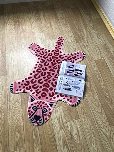 Leopard Print Rug Faux Animal Printed Cowhide Skin Rug Cheetah Area Rugs Carpet Cute Leopard Rugs For Playroom Livingroom, 43.2In L X 28.8In W / 2.4 X3.6 Feet (Pink) #TOP5