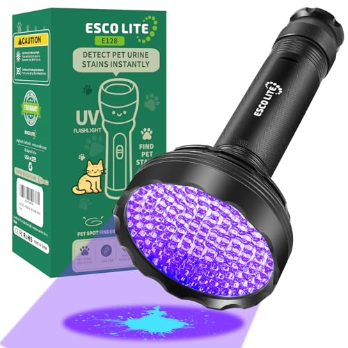 ESCO LITE Blacklight Flashlight 128 LED UV Flashlight, Upgraded Bright