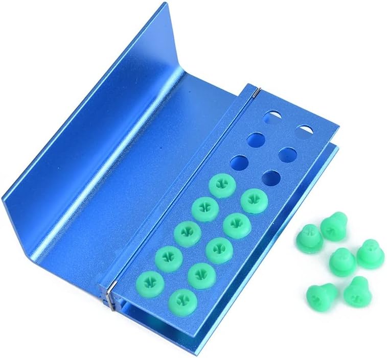 2Pcs 16 Holes Dental Burs Holder Autoclavable Block with Silicon Cover Placing FG RA Burs Blue