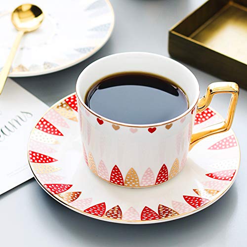 Set di tazze e piattini da caffè e tè in ceramica set di tazze da caffè e piattini in ceramica rossa piatto per tazza da latte e succo regalo di compleanno per ufficio e casa