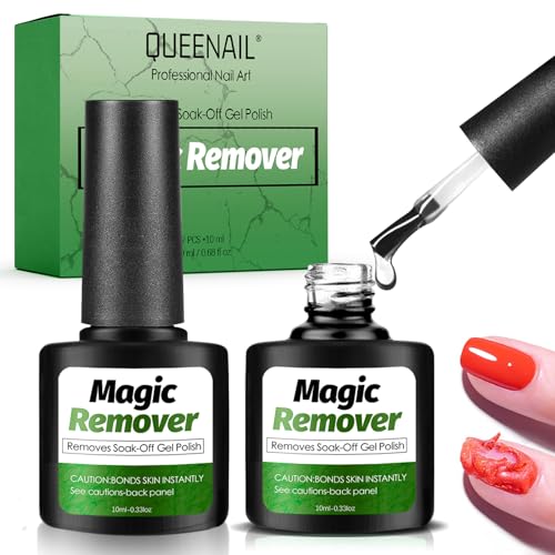 10ml*2 Removedor de Esmalte de Uñas,Quita Esmalte Semipermanentes Para Uñas,Gel Nail Polish Remover,Magic Remover Set,Elimina Fácil y Rápidamente el Esmalte en 3-5 Minutos