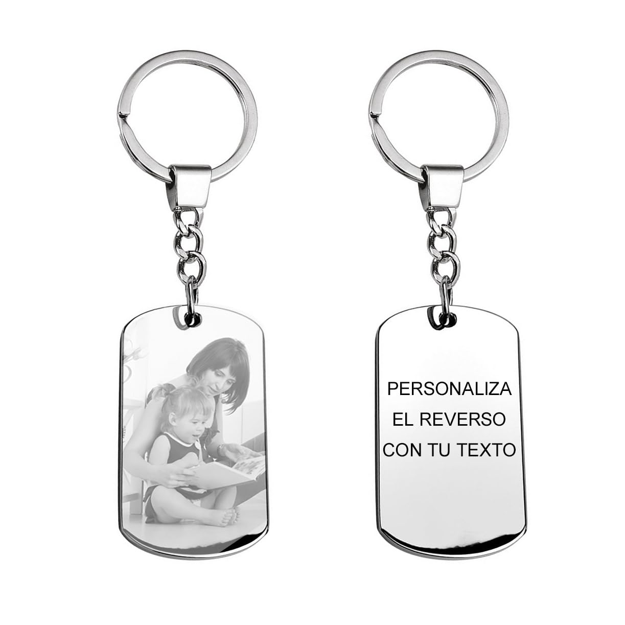 CALLEDELREGALO - Llavero Personalizado con Foto y Texto Grabado a Láser | Regalo Original para hombre y mujer | Acero Inoxidable | Ideal para Cumpleaños, San Valentín, Día del Padre | Estuche Regalo