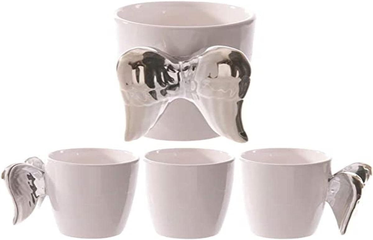 Stylish Silver Winged Angel Ceramic Mug Cup
