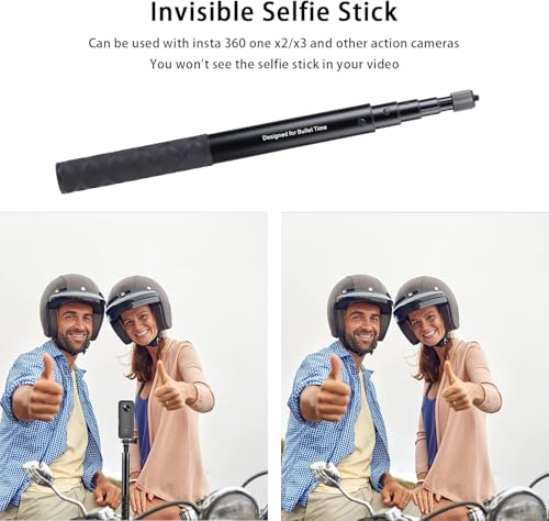 Image of Motorcycle Bracket Hanlebar Mount with Invisible Insta 360 Stick for Bikes and Bicycles, 360 Adjustable for Insta 360 X5 X4 X3 X2 Go Pro, DJI osmo Action Cameras Accessories (Mount + Stick)