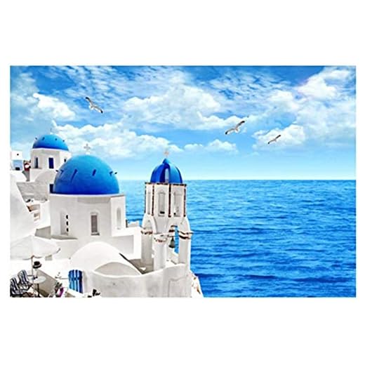 AMTTGOYY Premium trätillverkat 1000-bitars pussel havsutsikt Santorini grekisk ö storlek pussel för vuxna för pojkvän vänner romantisk present