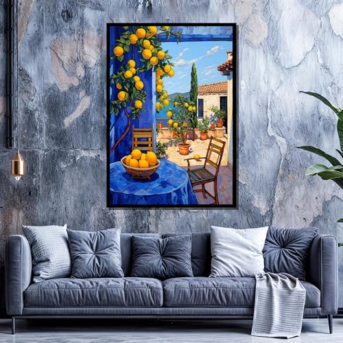 Tableau sur toile Citronnier méditerranéen déco murale salon terrasse côtière 50 x 75 cm - 3